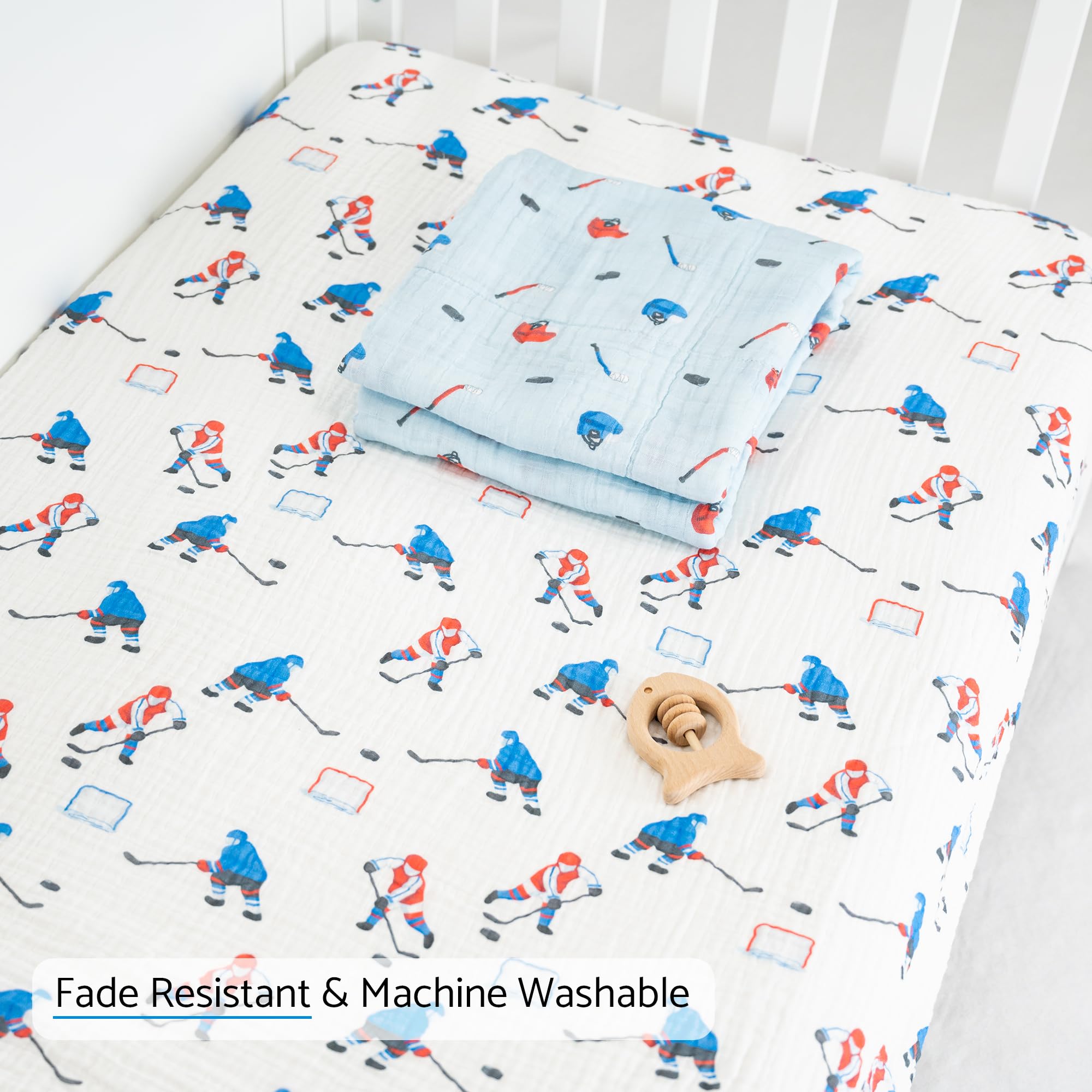LollyBanks Muslin crib sheets feature full elastic edging to keep sheets in place.