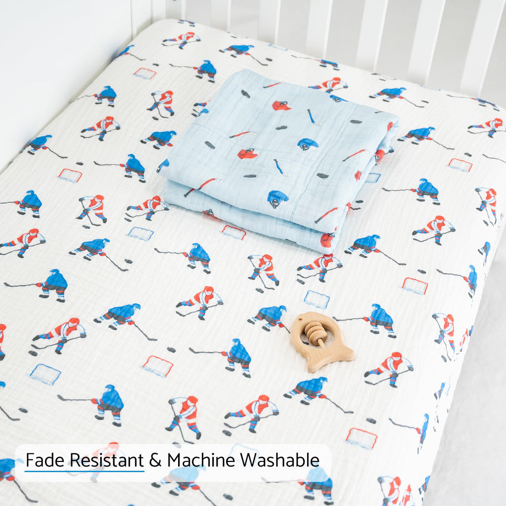 LollyBanks Muslin crib sheets feature full elastic edging to keep sheets in place.