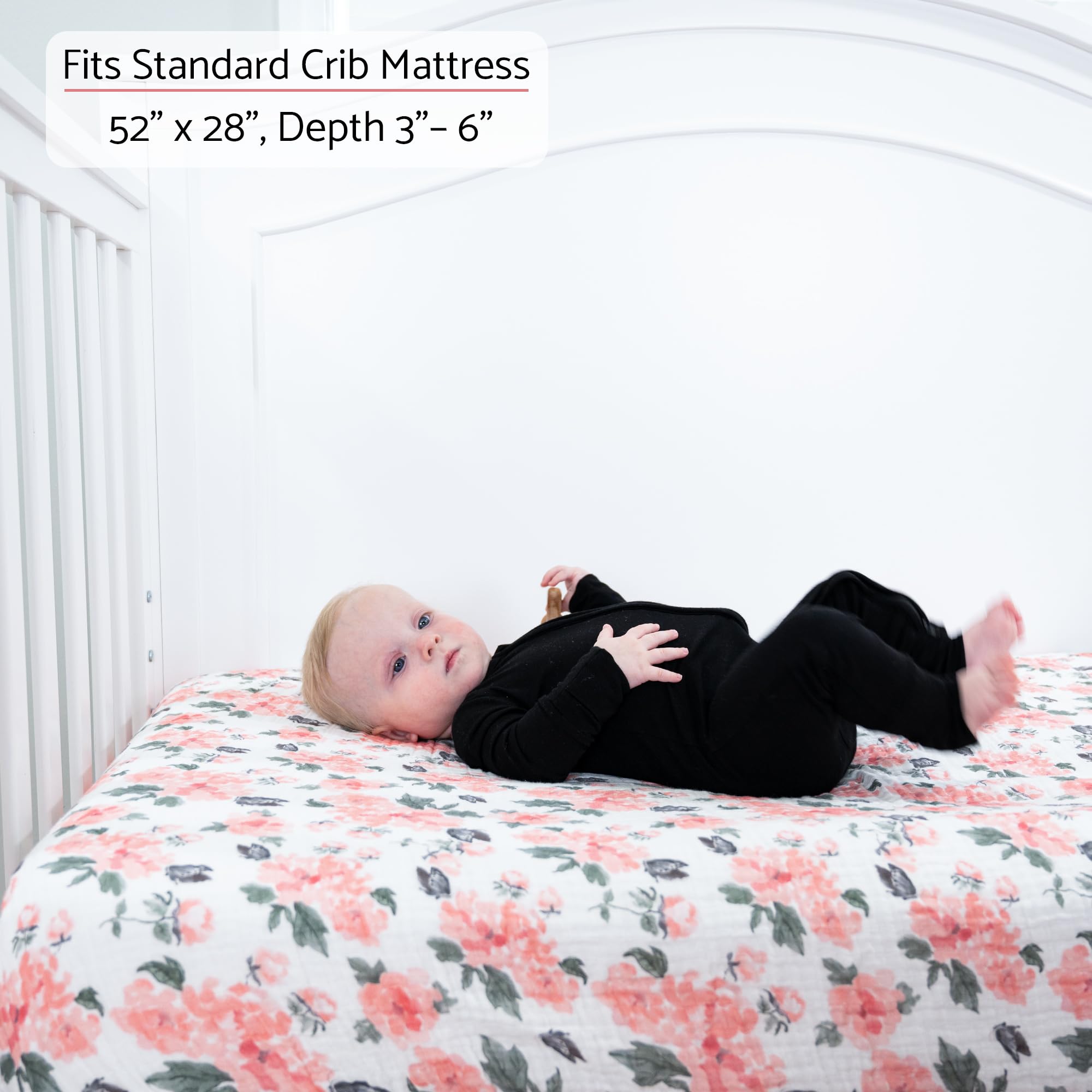 LollyBanks solid pink crib sheet provides snug fit on standard 52x28 mattress