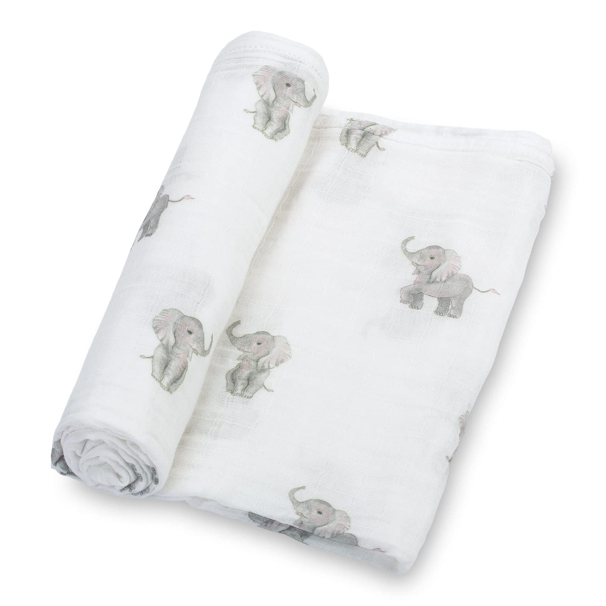 LollyBanks elephant-print swaddle blanket ideal for cozy naps.
