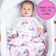LollyBanks muslin swaddle blanket close-up showing soft breathable cotton