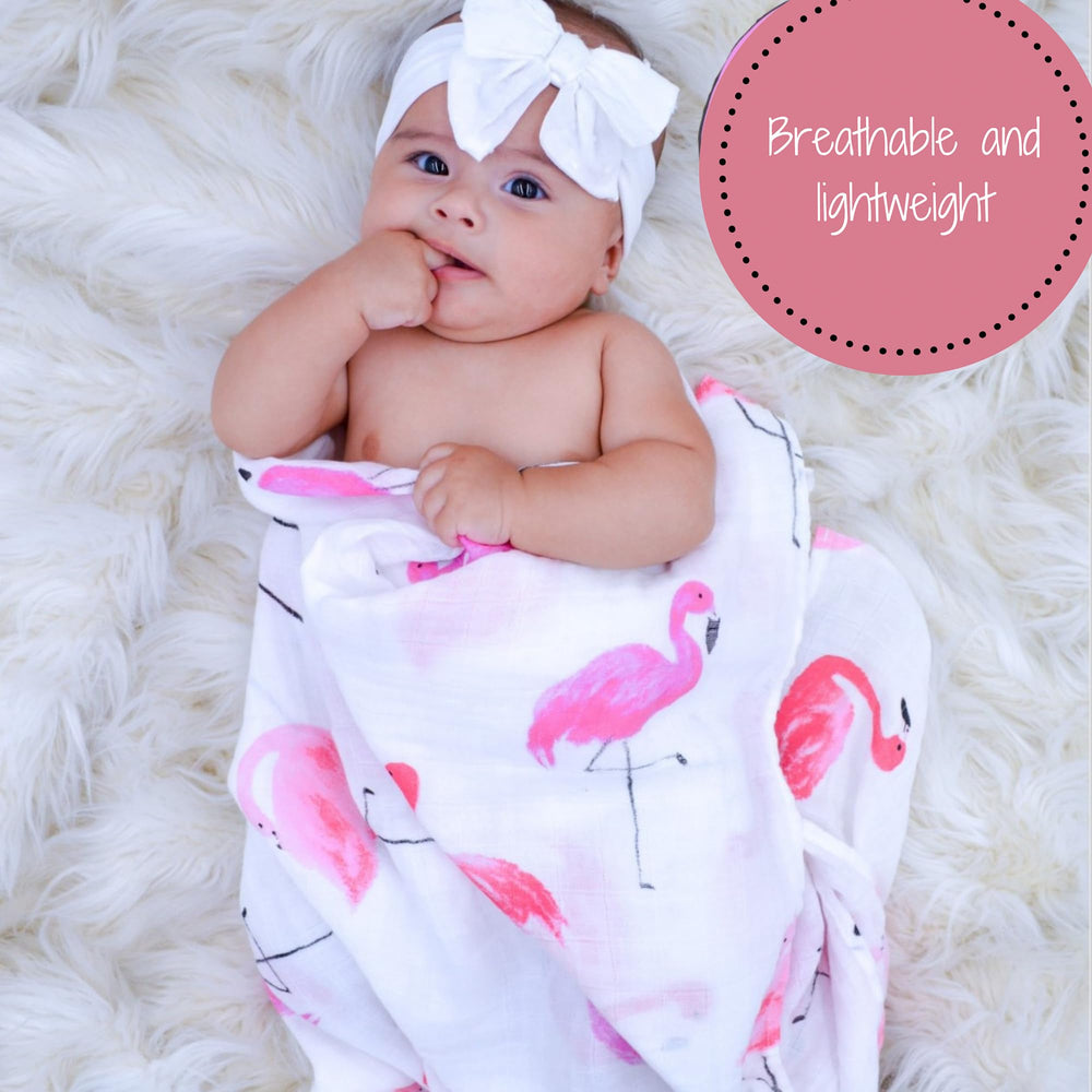 LollyBanks muslin swaddle fabric texture close-up highlights breathable fabric for comfort.