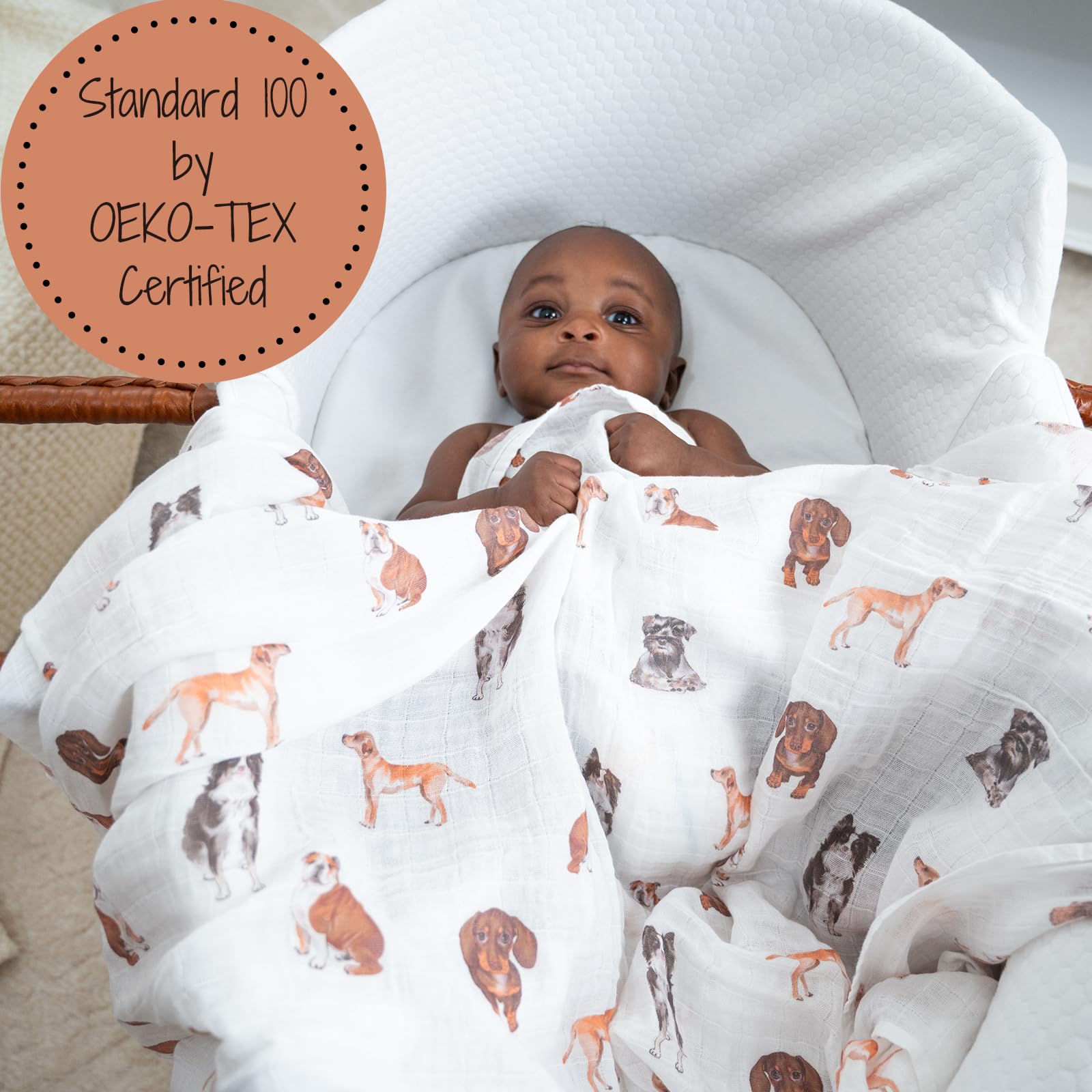 LollyBanks muslin swaddle blanket offers soft texture for gentle nursing and cuddles