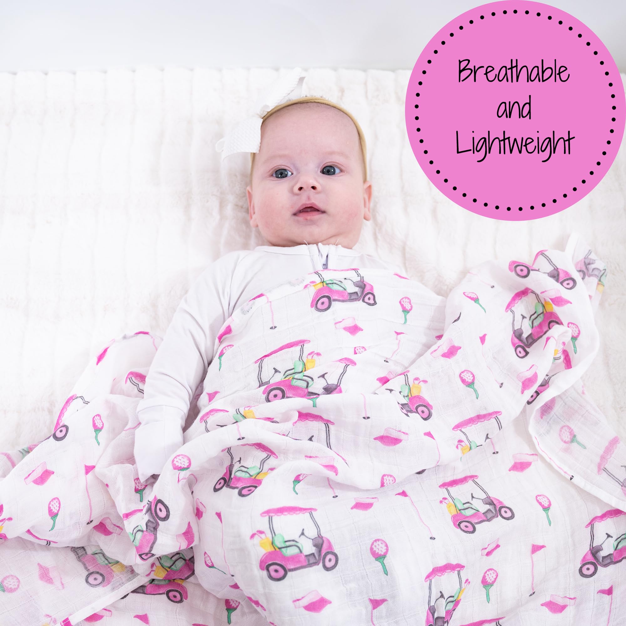 LollyBanks muslin swaddle blanket solid pink for versatile comfort