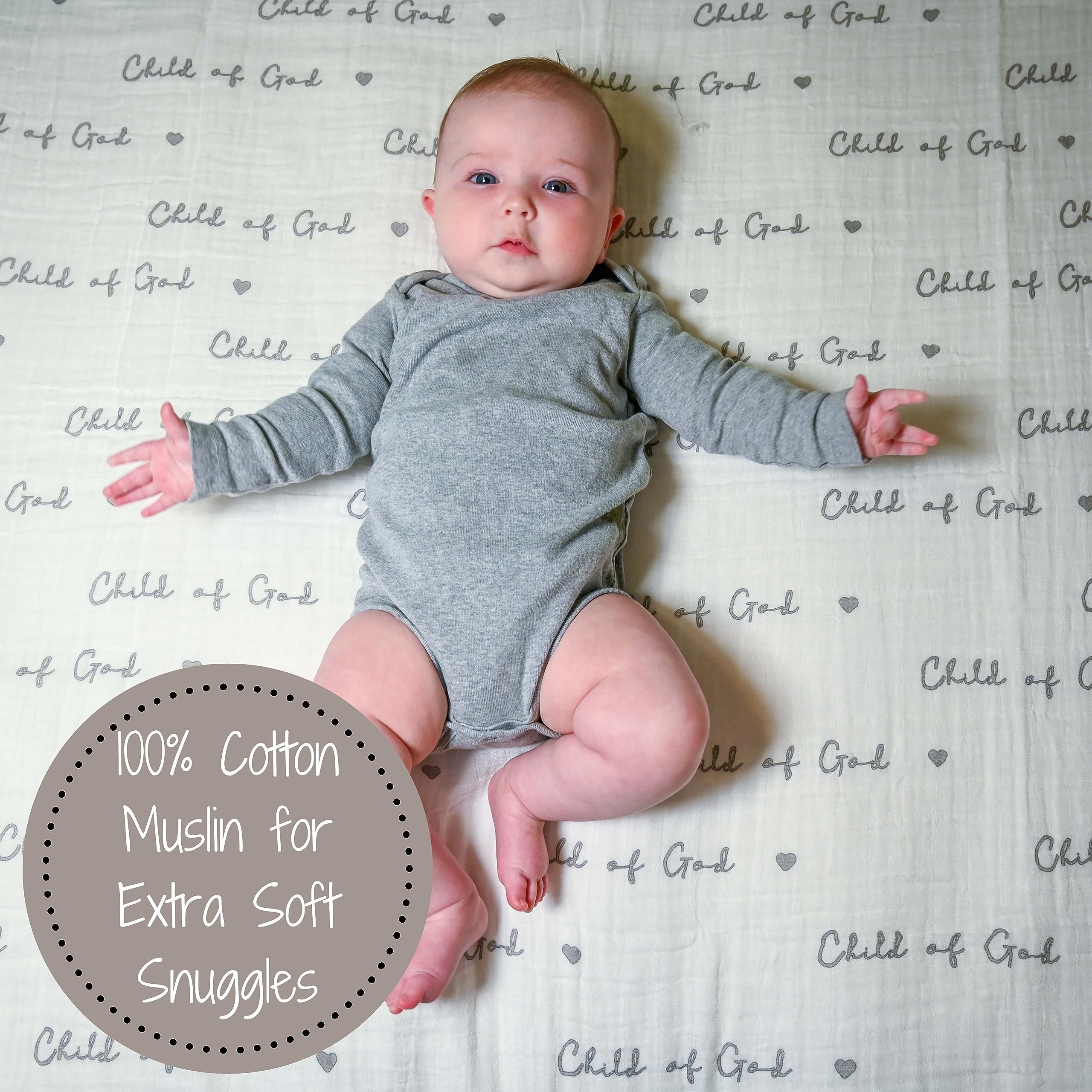 LollyBanks Muslin Swaddle Blankets 2pack used as burp cloth and snuggle aid, breathable fabric.