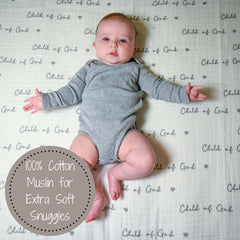 LollyBanks Muslin Swaddle Blankets 2pack used as burp cloth and snuggle aid, breathable fabric.