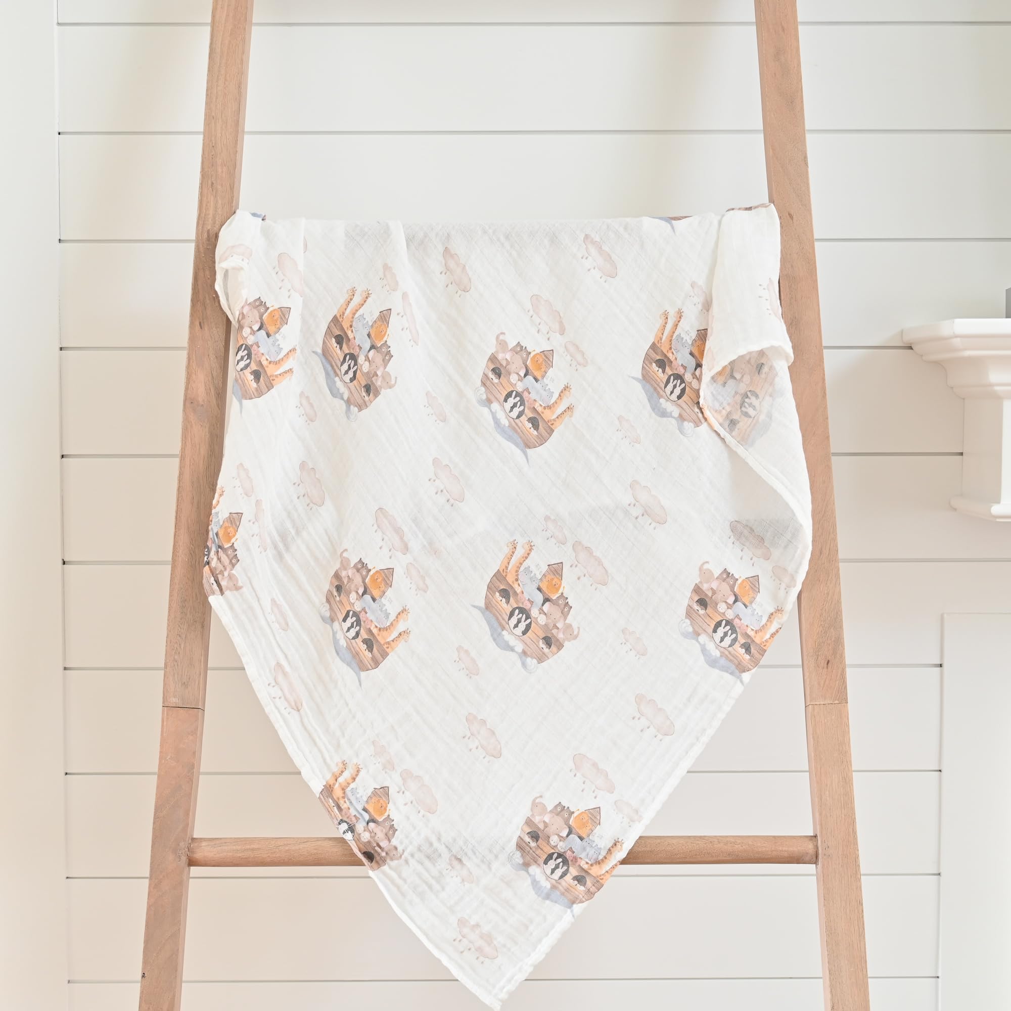 LollyBanks Muslin Swaddle Blankets 2pack large 47x47-inch coverage for swaddling.