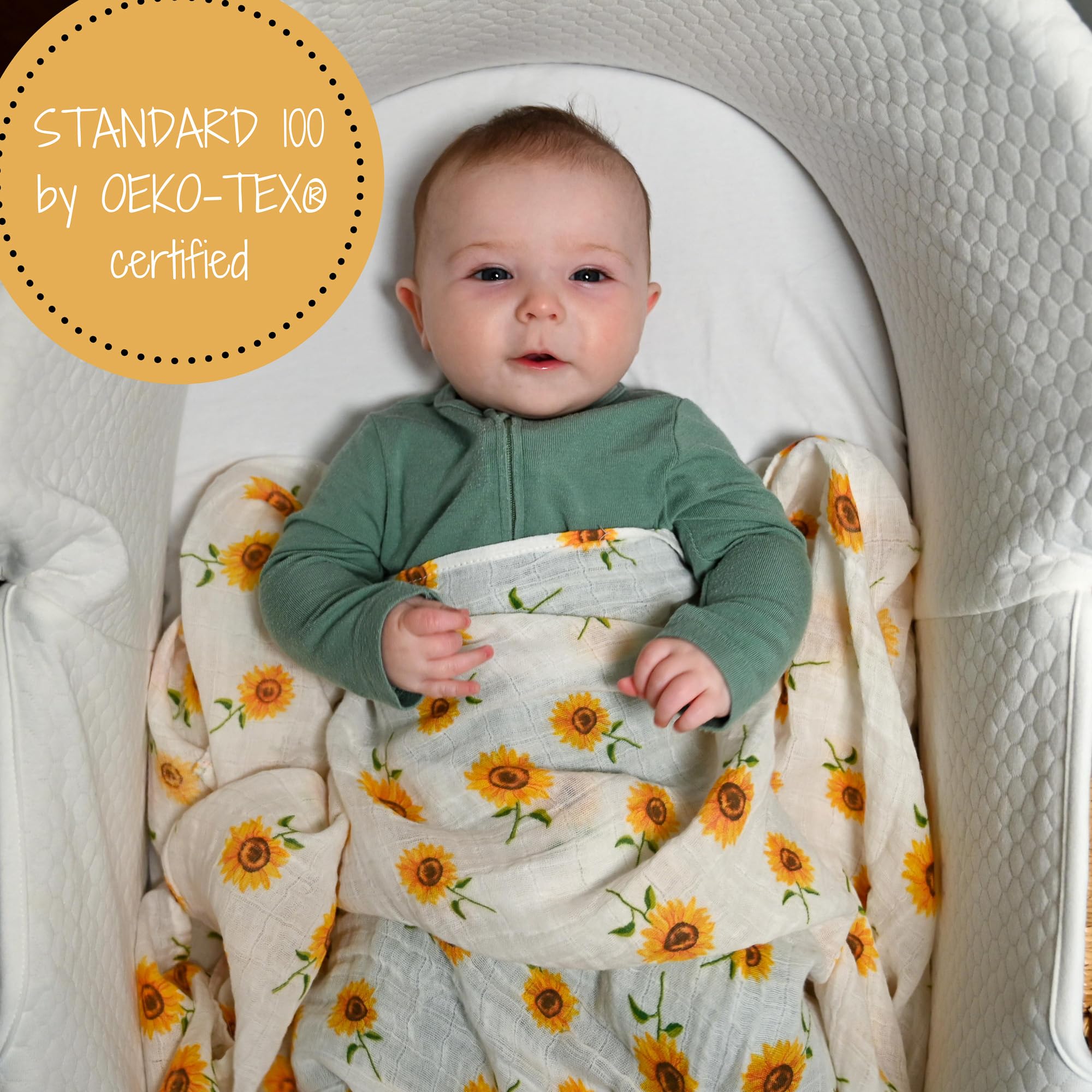 LollyBanks Flower Bee swaddle handy for diaper bag and on-the-go