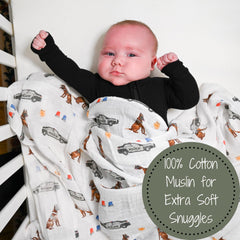 LollyBanks blue solid swaddle, 47x47 inches, lightweight for easy wrapping.