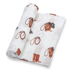 LollyBanks muslin swaddle with saddles for versatile swaddle and burp cloth use