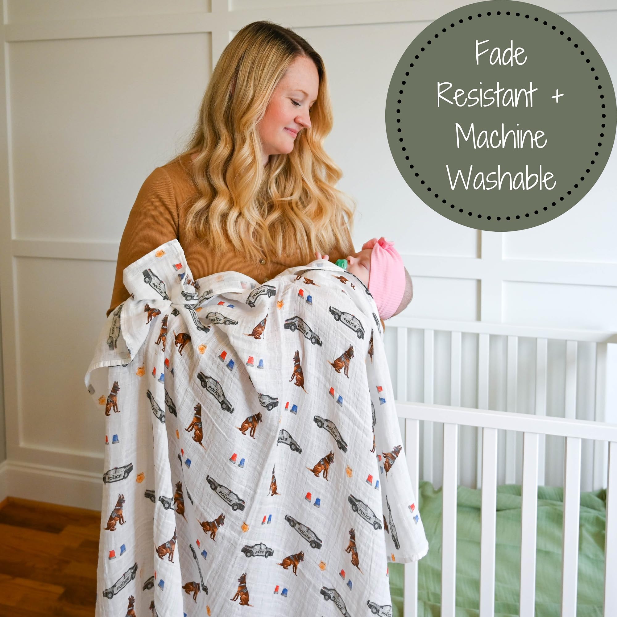 LollyBanks soft cotton muslin swaddle highlighting gentle touch for delicate baby skin.