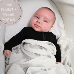 LollyBanks swaddle blanket close-up of soft cotton fabric.