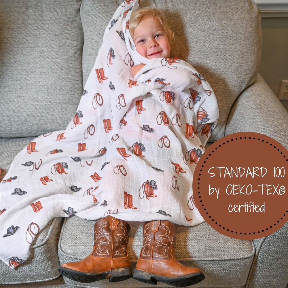 LollyBanks muslin swaddle two-pack shown for convenient baby care