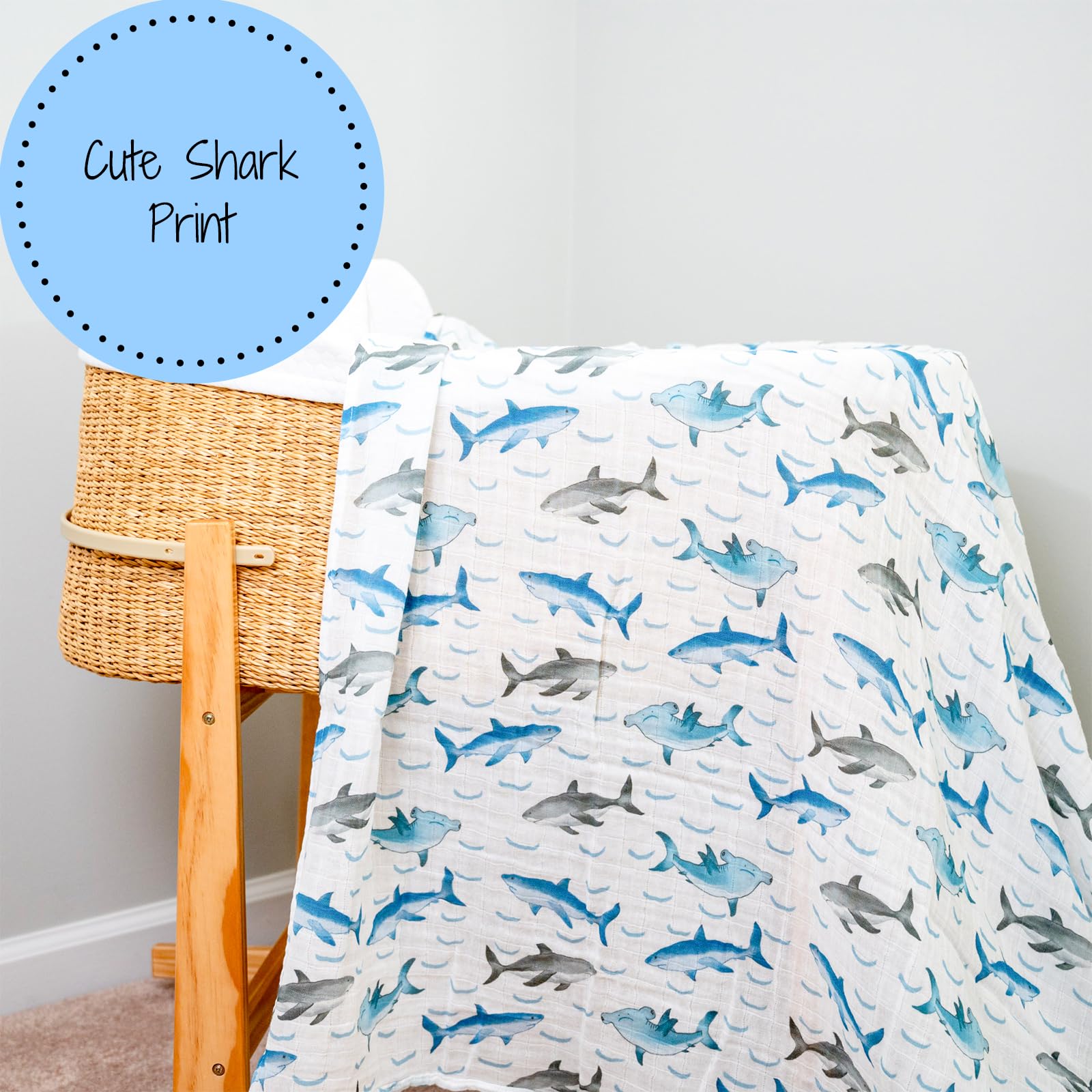LollyBanks shark print enhances nursery decor with playful charm