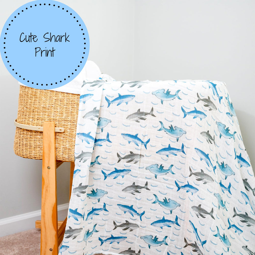 LollyBanks shark print enhances nursery decor with playful charm