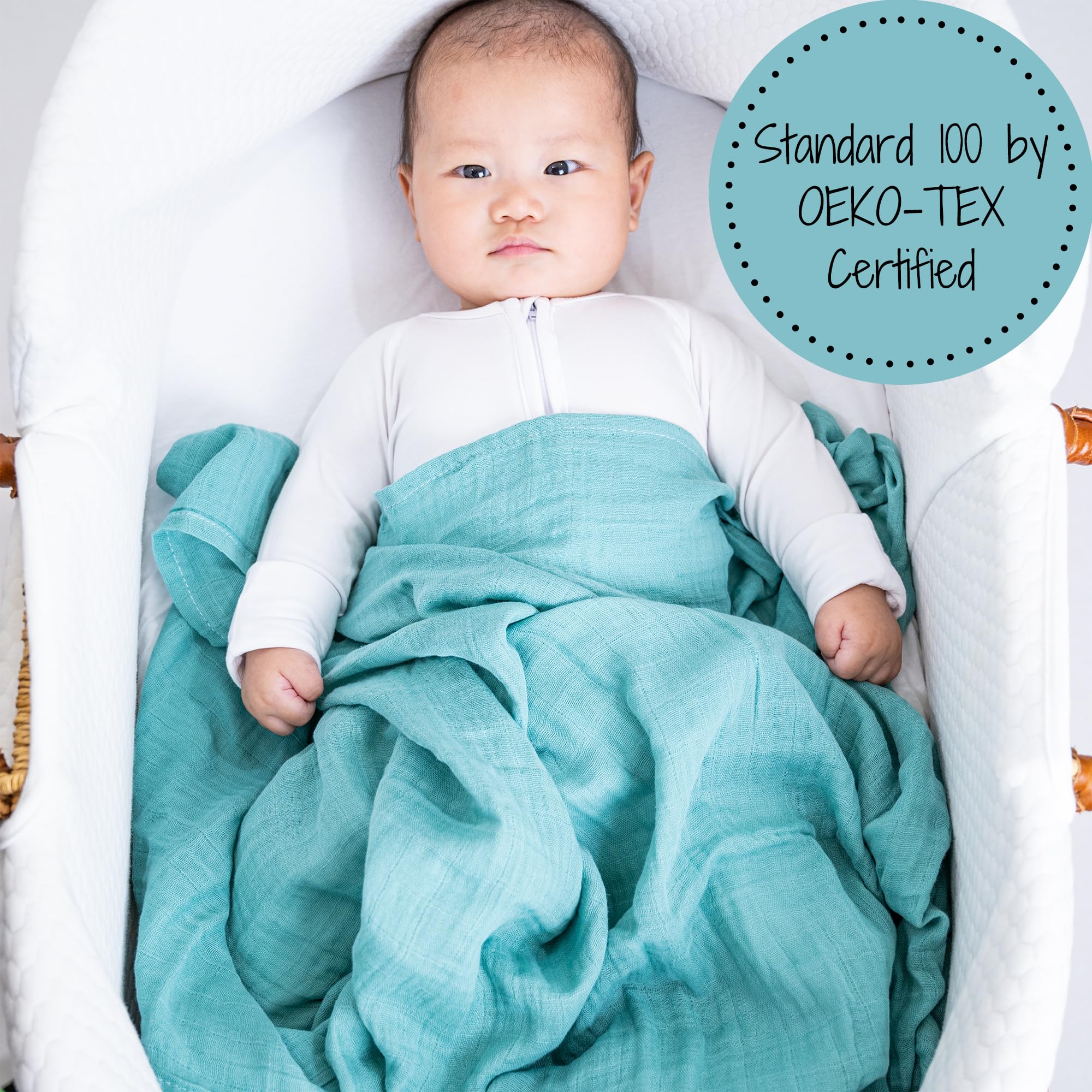 LollyBanks oeko-tex-certified muslin blanket for safe daily use.