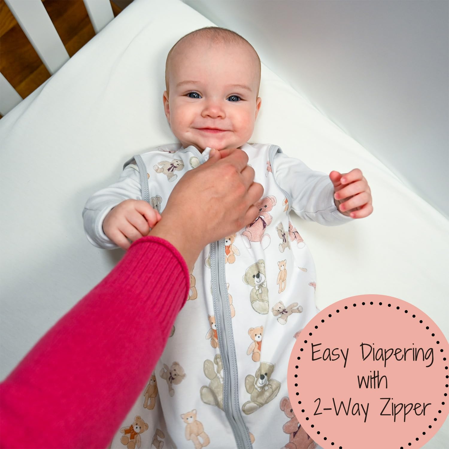 LollyBanks organic cotton sleeveless design offers gentle comfort for naps.