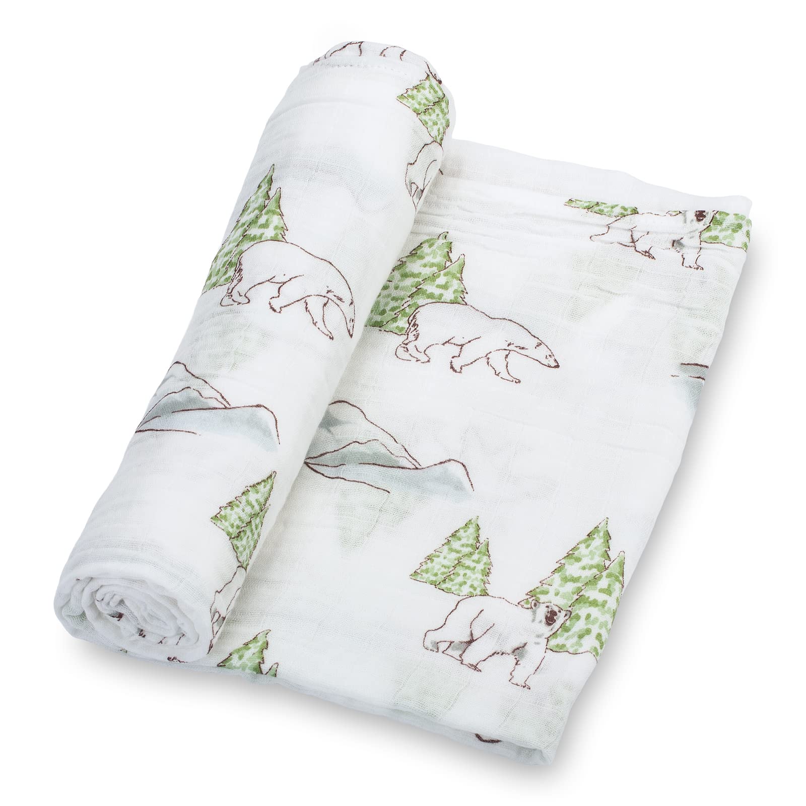 LollyBanks polar bear swaddle blanket in soft cotton for calm, cozy naps