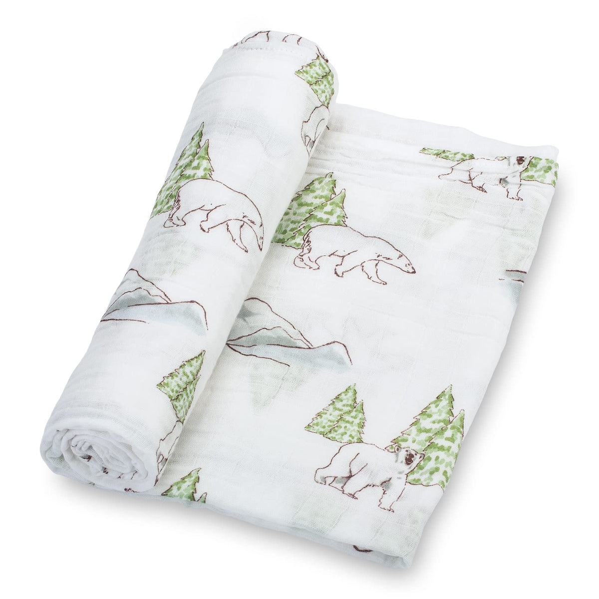 LollyBanks polar bear swaddle blanket in soft cotton for calm, cozy naps