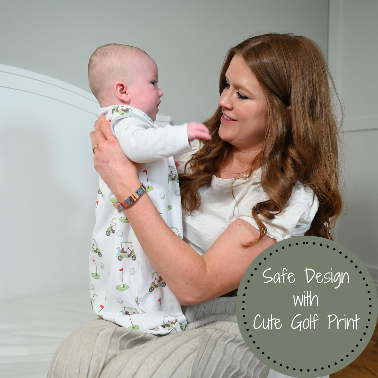 LollyBanks sleep sack golf pattern adds playful, gender-neutral style.
