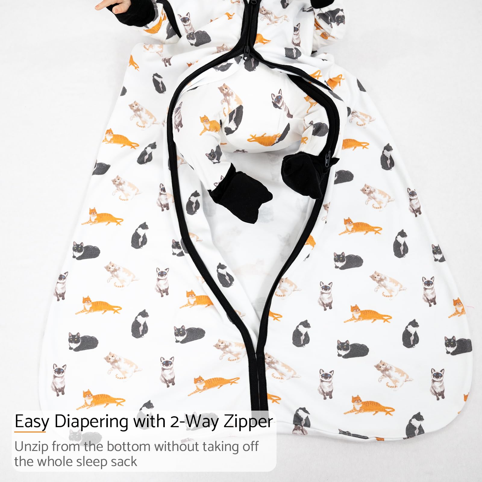 LollyBanks Sleep Sack size chart 0-24 months visual helps selecting the right fit.