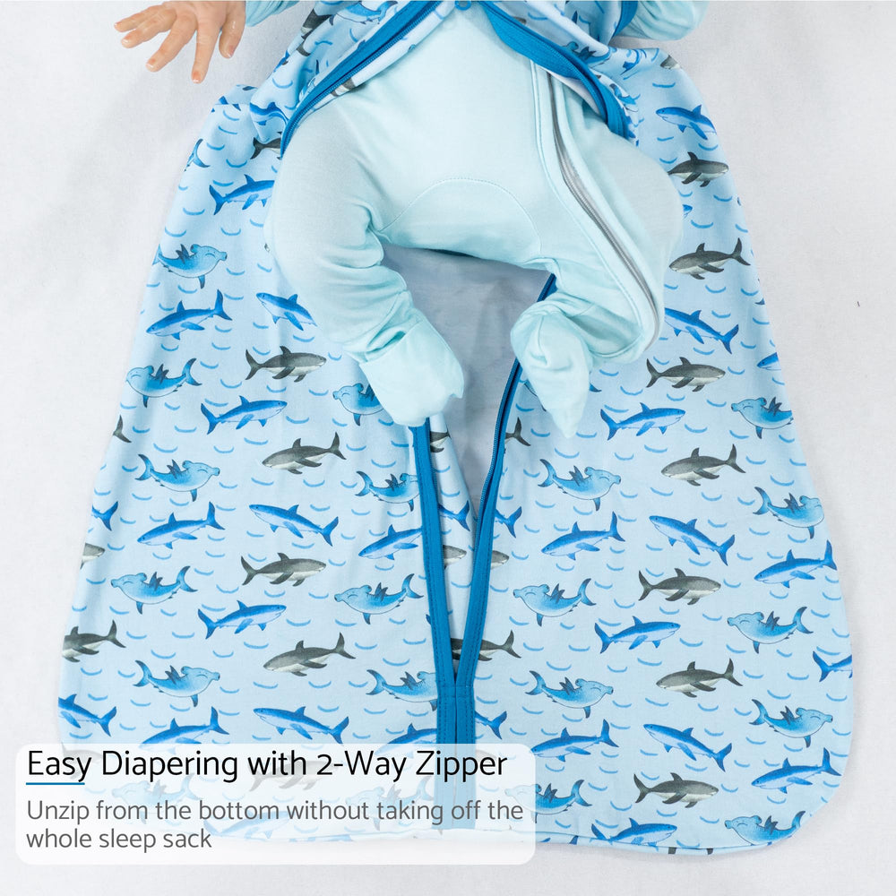 LollyBanks Sleep Sack size chart illustration helps caregivers pick the right fit from 0 to 24 months.