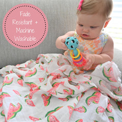 LollyBanks muslin swaddle blanket soft cotton fabric for secure baby cuddles.