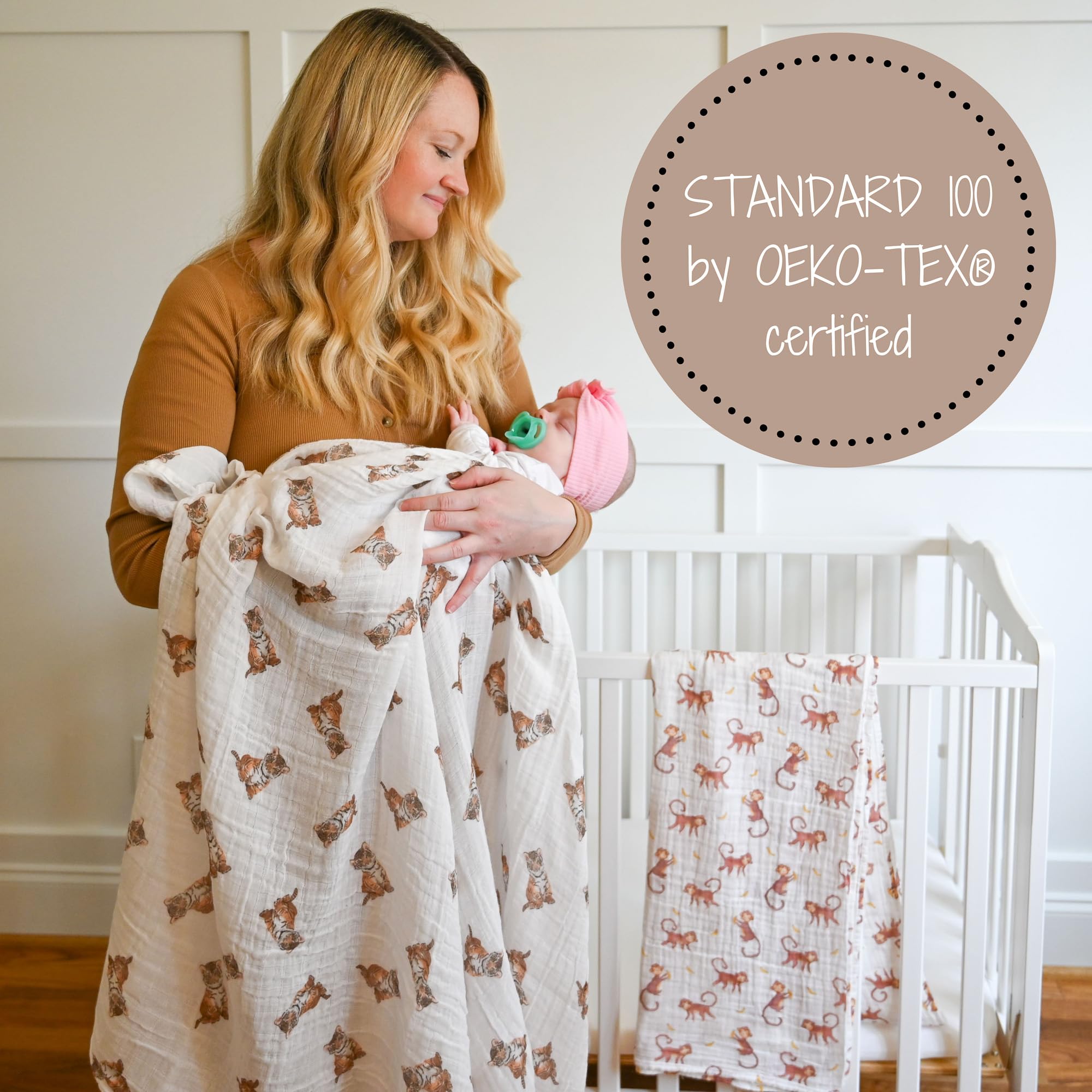 LollyBanks soft muslin cotton swaddle blanket offers breathable comfort for naps.