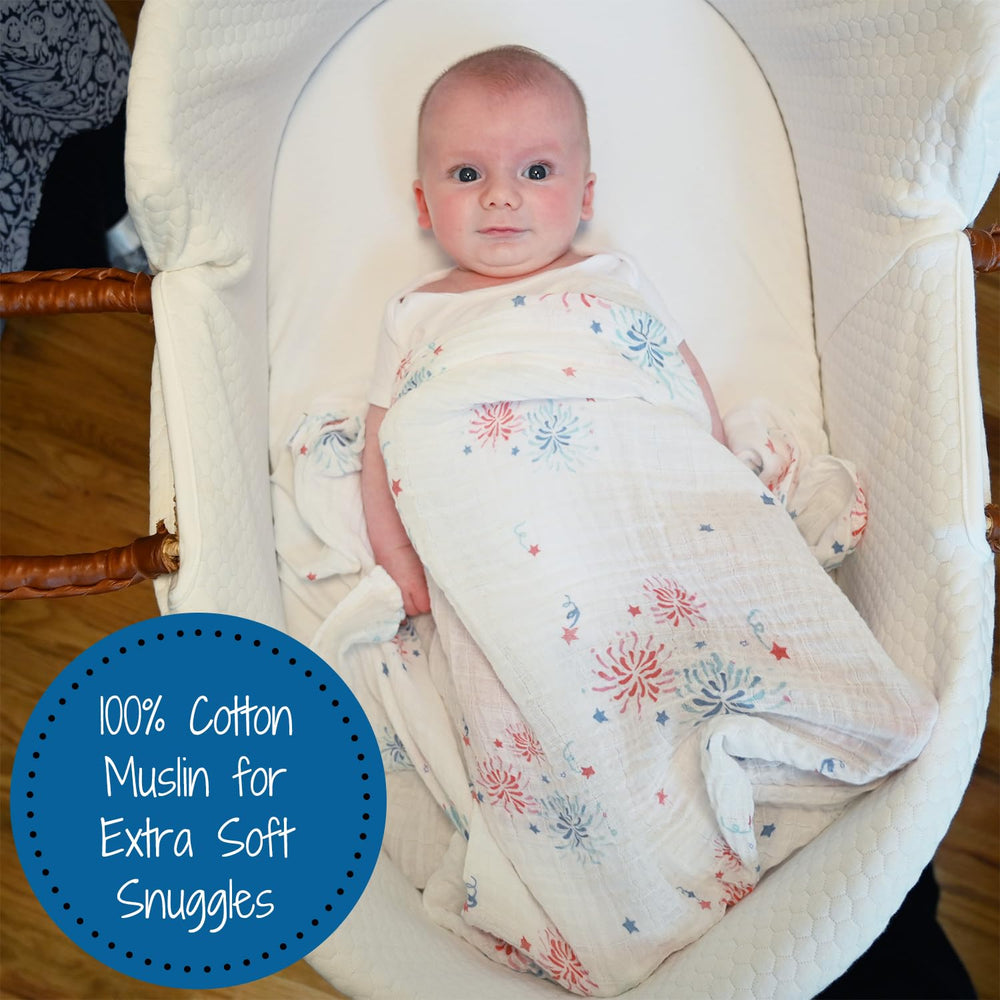 LollyBanks swaddle blanket 100% cotton muslin feels soft and breathable.