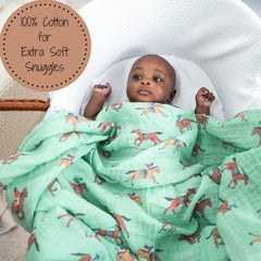 LollyBanks 47x47 inches swaddle blanket offers ample space for secure wraps