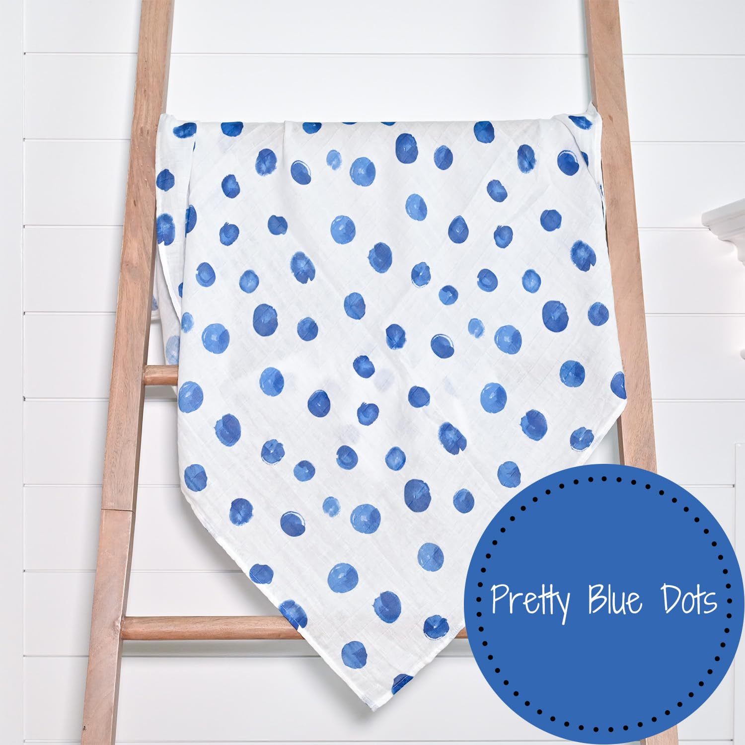 LollyBanks Swaddle Blanket blue dots care and washing to maintain softness