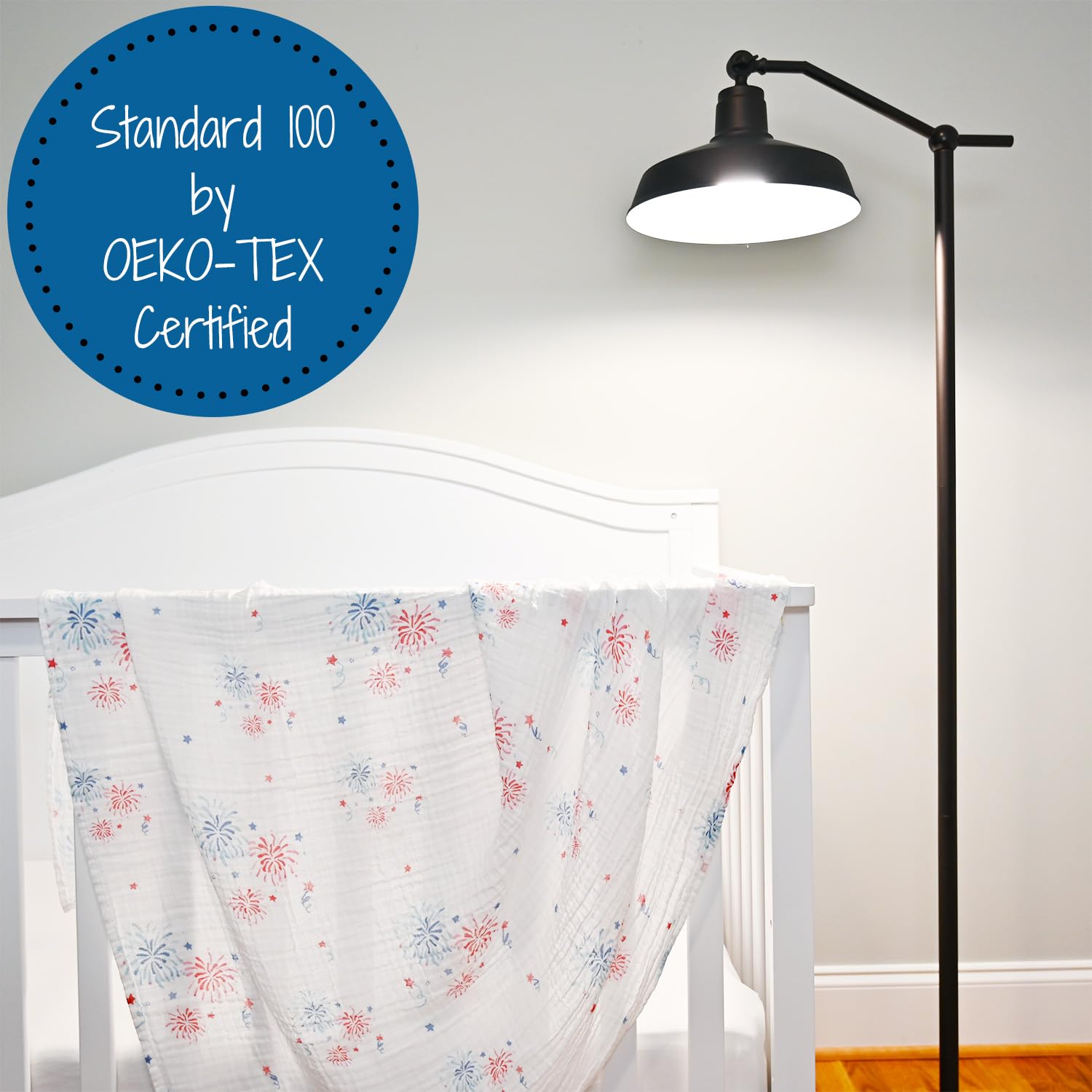 LollyBanks swaddle blanket works as a burp cloth and nursing cover.