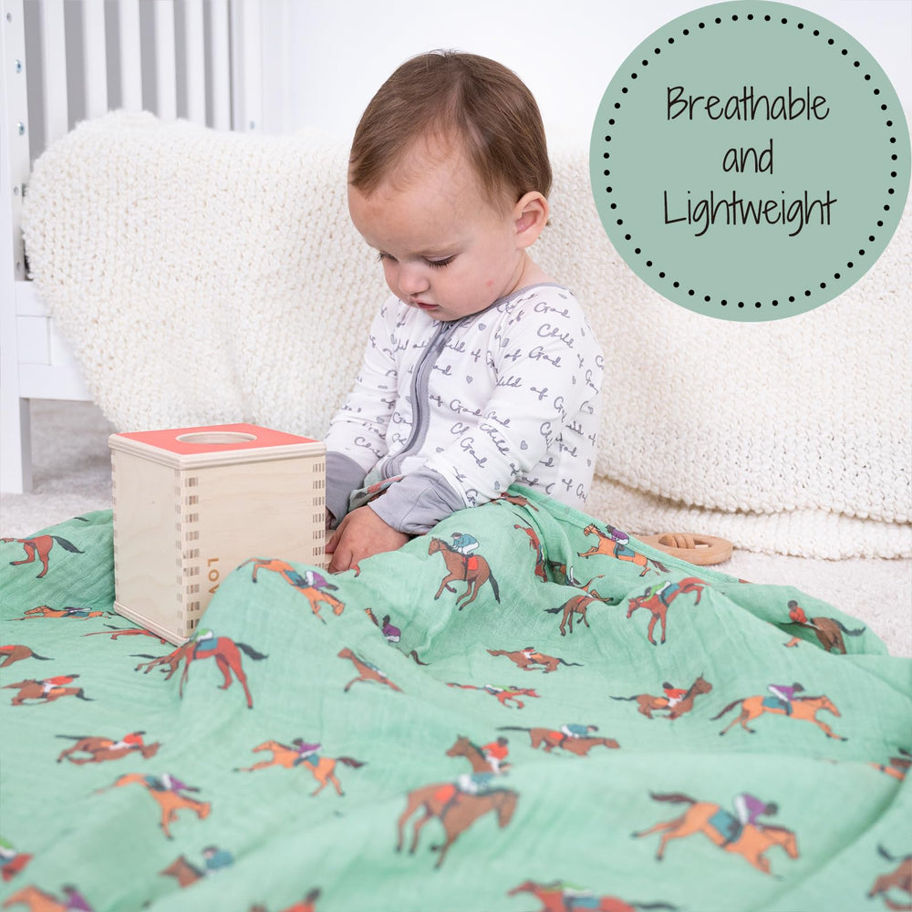 LollyBanks horse racing print decor for nursery or crib adds playful theme