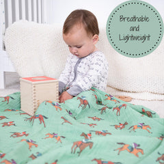 LollyBanks horse racing print decor for nursery or crib adds playful theme