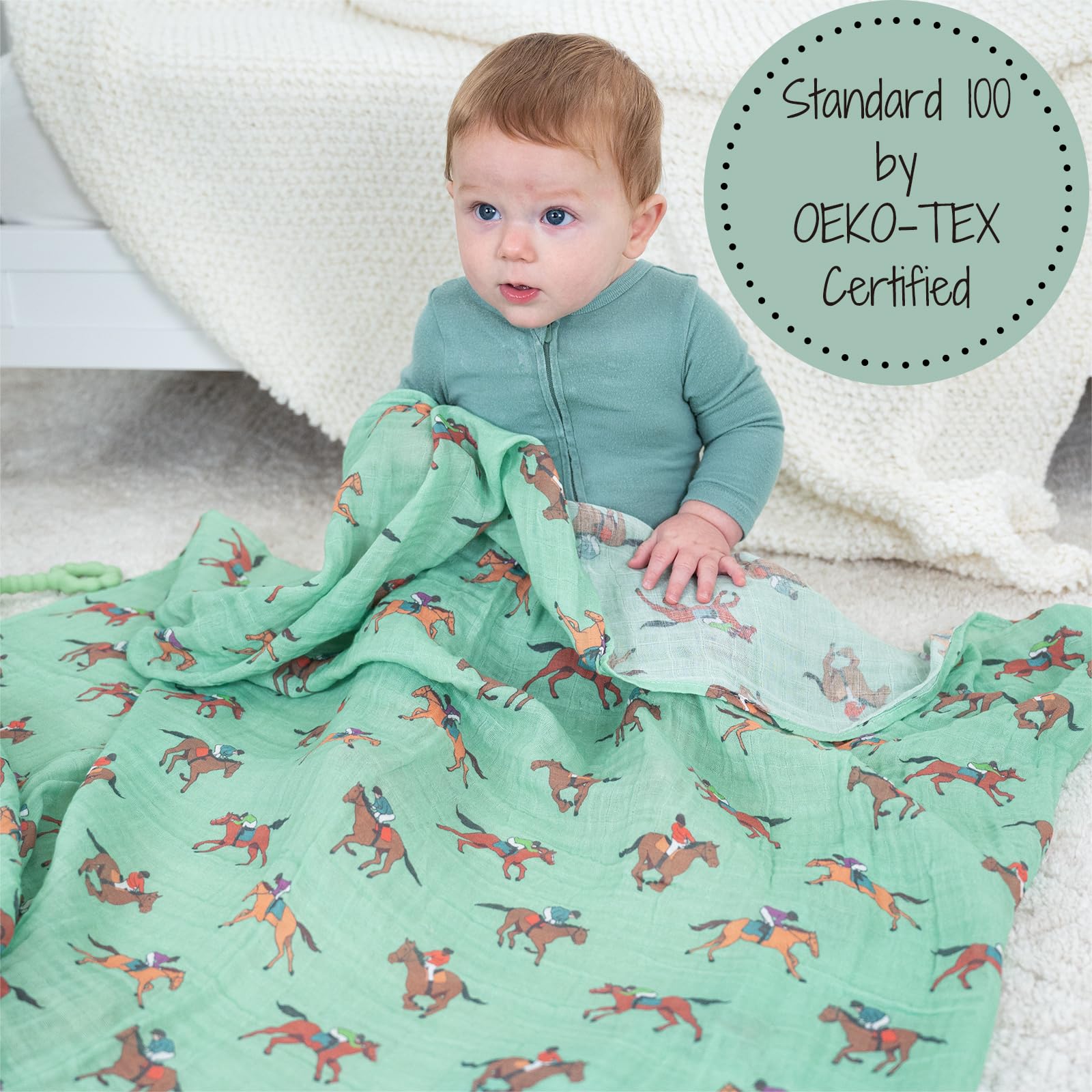 LollyBanks 100% cotton muslin close-up highlights breathable softness for gentle hugs