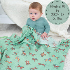 LollyBanks 100% cotton muslin close-up highlights breathable softness for gentle hugs