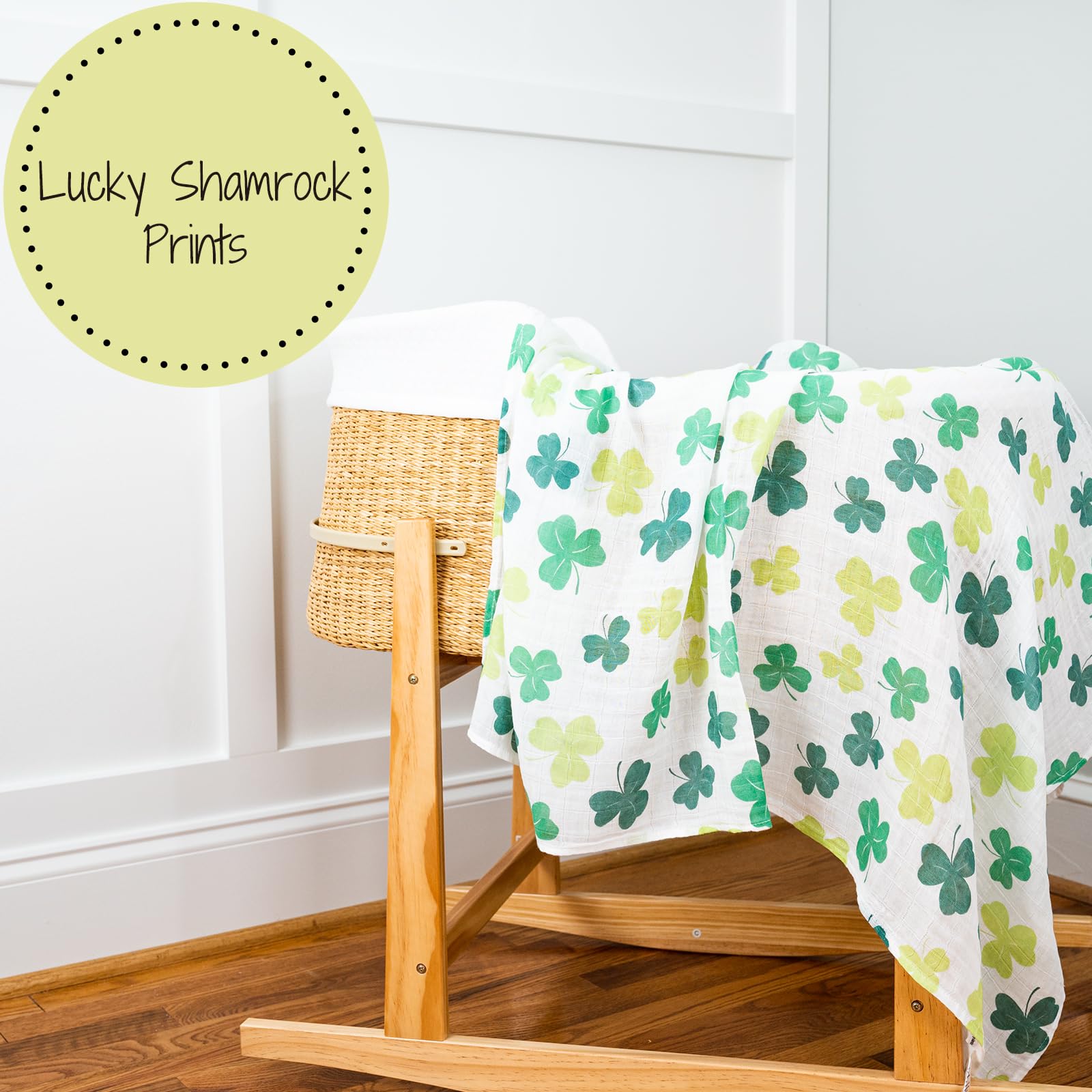 LollyBanks Swaddle Blanket shamrock print makes a gender-neutral gift.