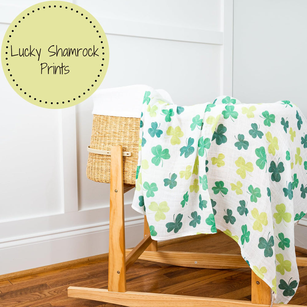 LollyBanks Swaddle Blanket shamrock print makes a gender-neutral gift.