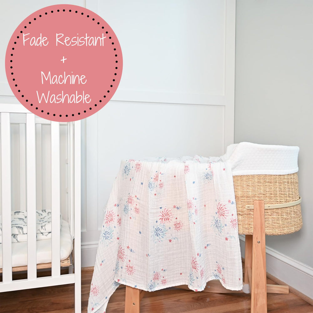 LollyBanks swaddle blanket doubles as a stroller cover for shade and sun.