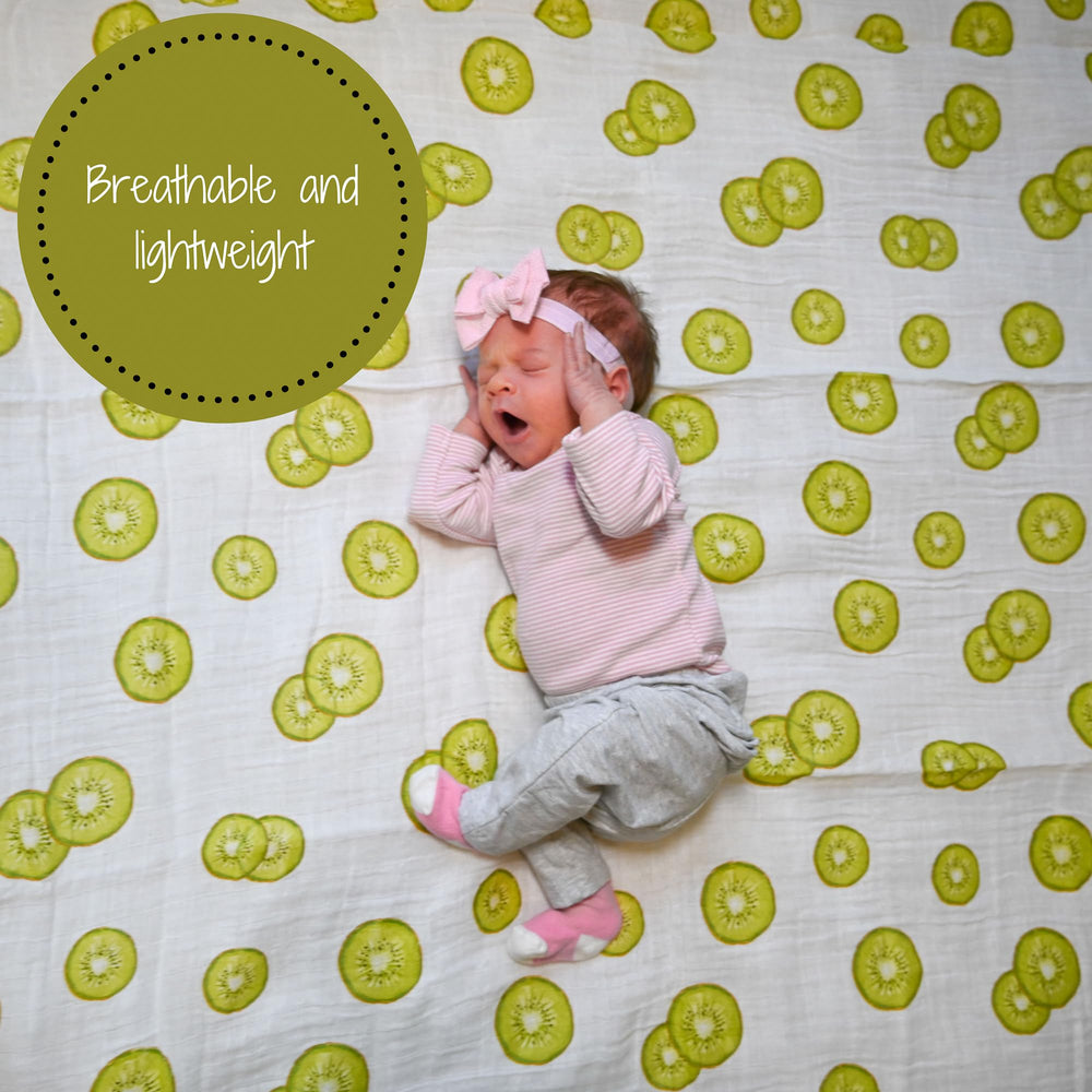 LollyBanks swaddle used as burp cloth and on-the-go comfort.