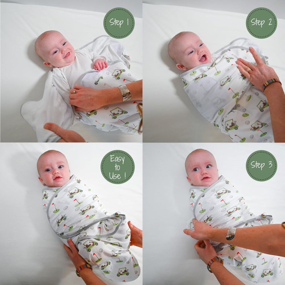 LollyBanks swaddle in use during naptime demonstrates calm, cozy swaddle.