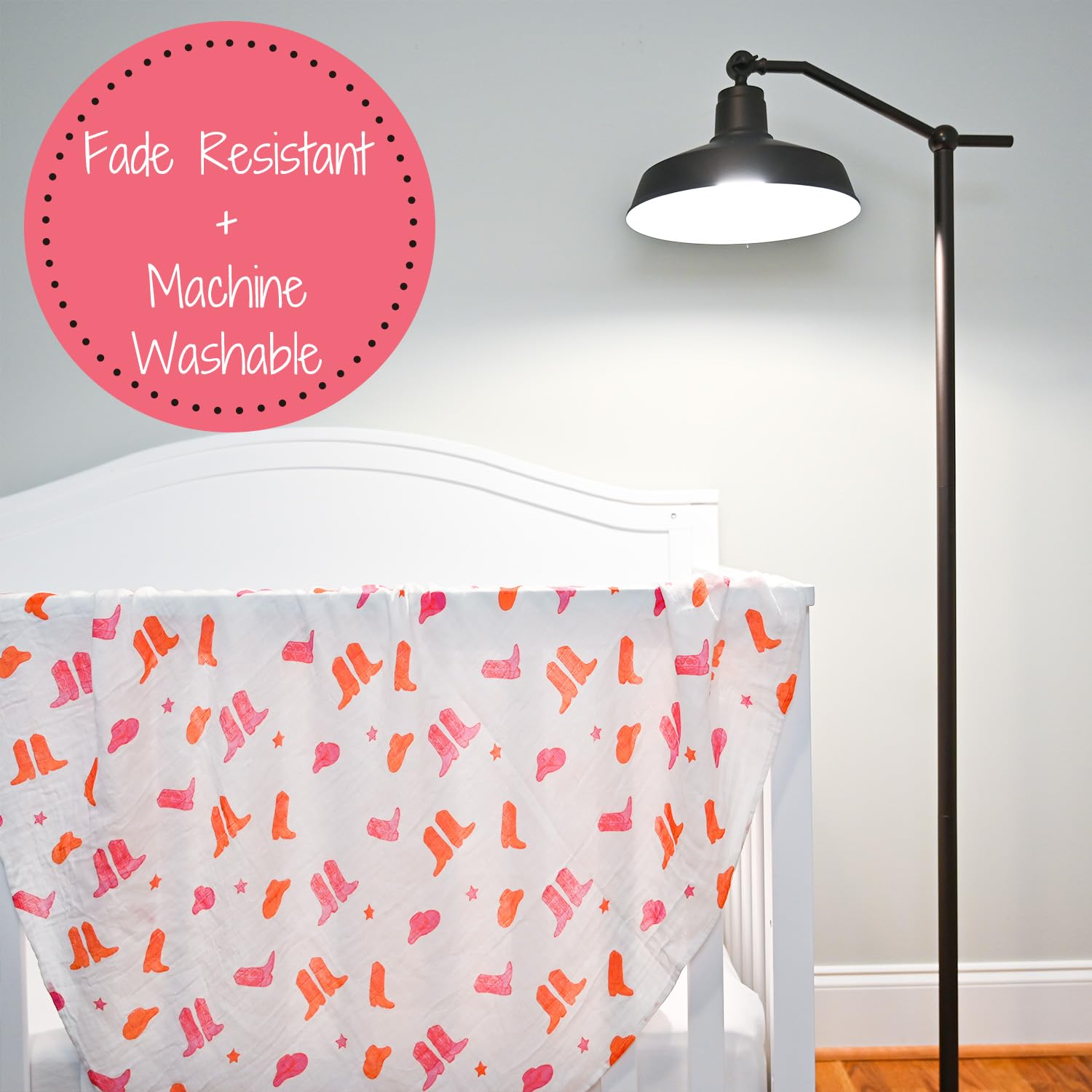 LollyBanks machine-washable swaddle illustrates easy care for busy parents.