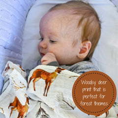 LollyBanks swaddle blanket in soft cotton muslin for newborn comfort.