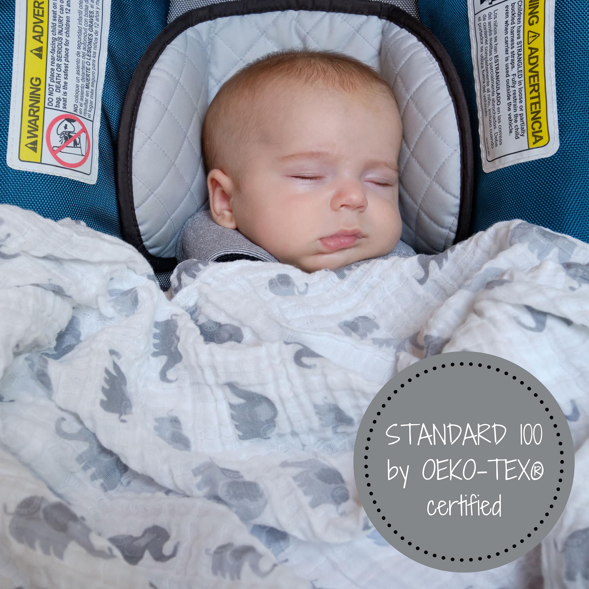 LollyBanks swaddle blanket close-up highlighting soft 100% cotton muslin texture for comfort.