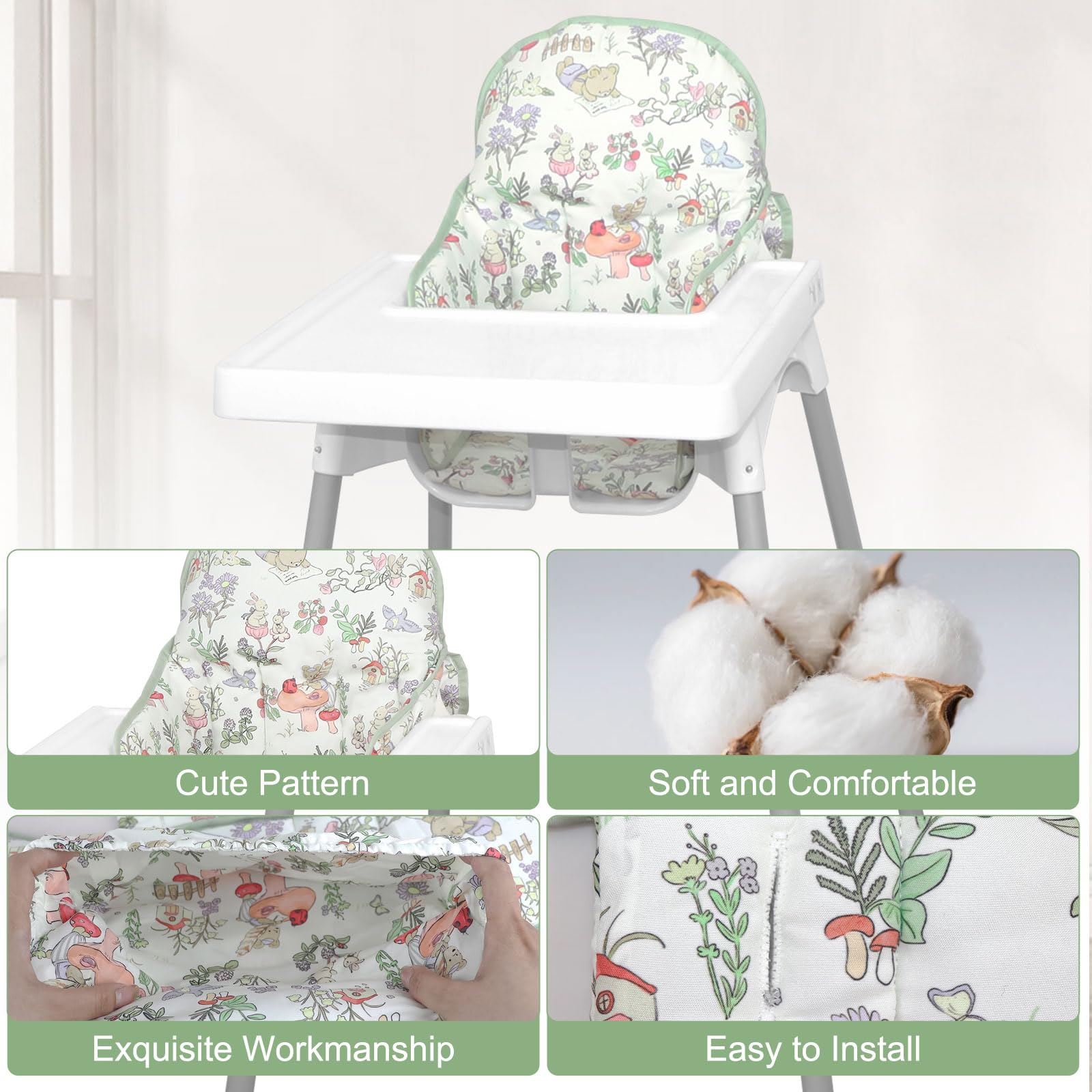 Lomgwumy Antilop cushion soft cotton material enhances baby comfort during mealtime.