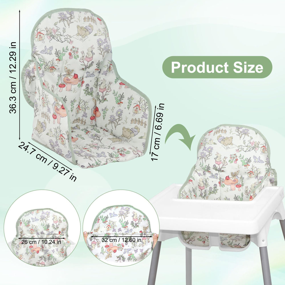 Lomgwumy Antilop cushion fits wooden high chairs for versatile use.