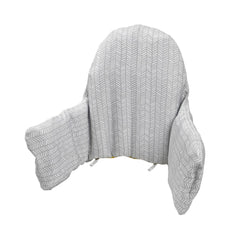 Lomgwumy high chair cushion gray stripes front view promotes baby comfort during meals.