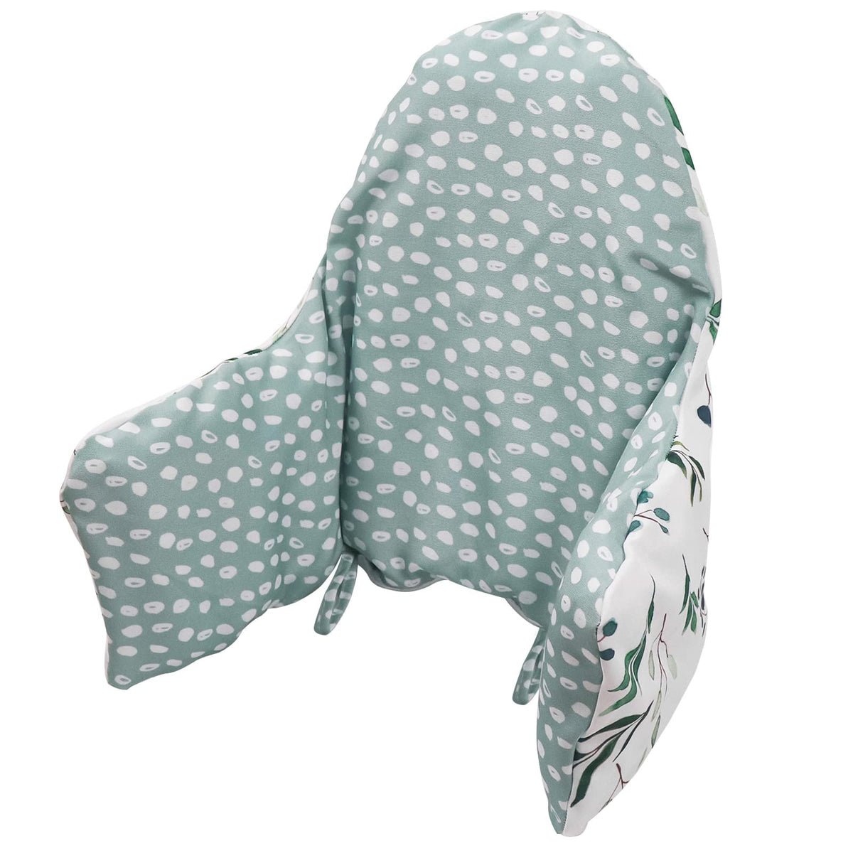 Lomgwumy high chair cushion leaf pattern front view for comfortable meals
