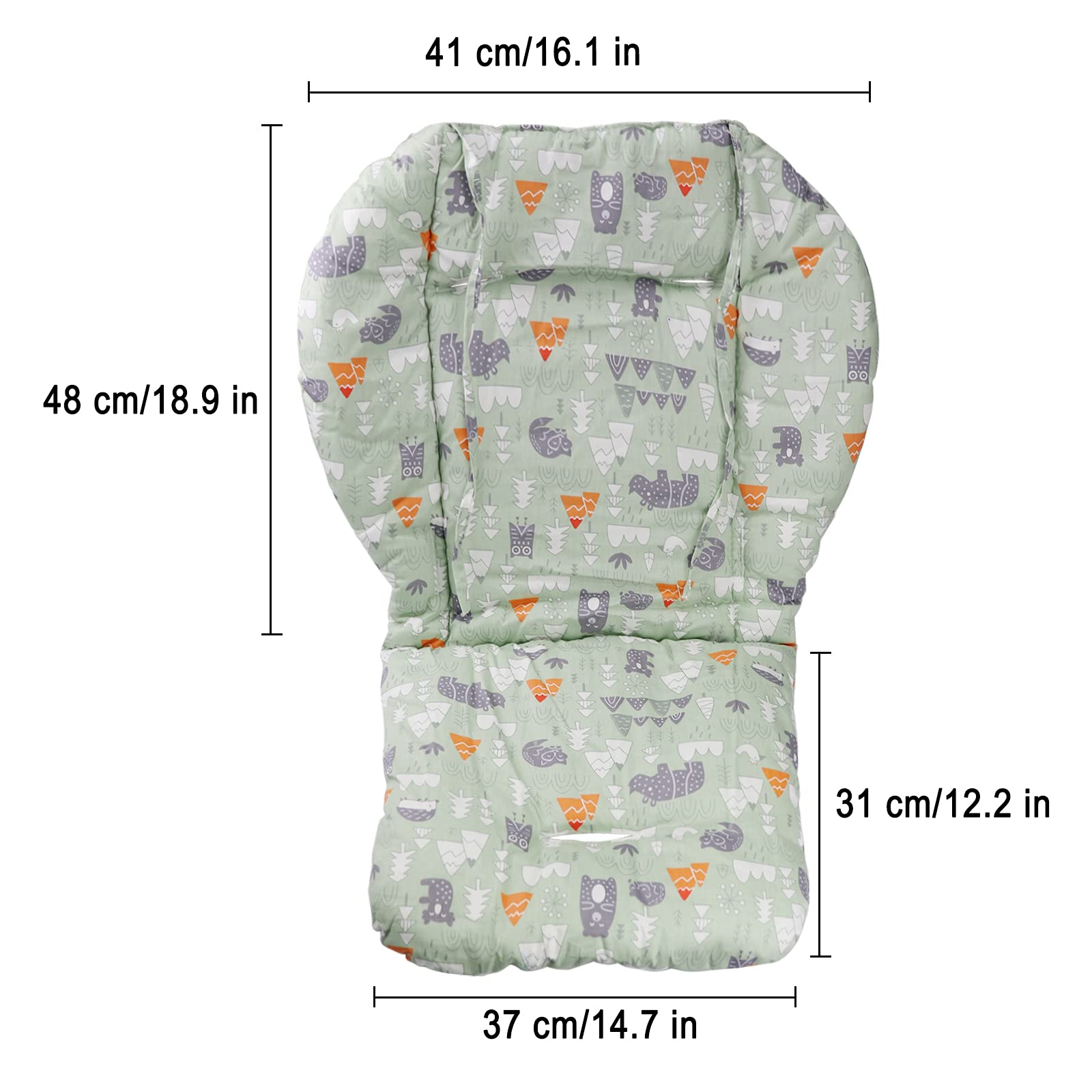 Lomgwumy cushion suitable for high chairs, dining chairs, and strollers with compatible belts.