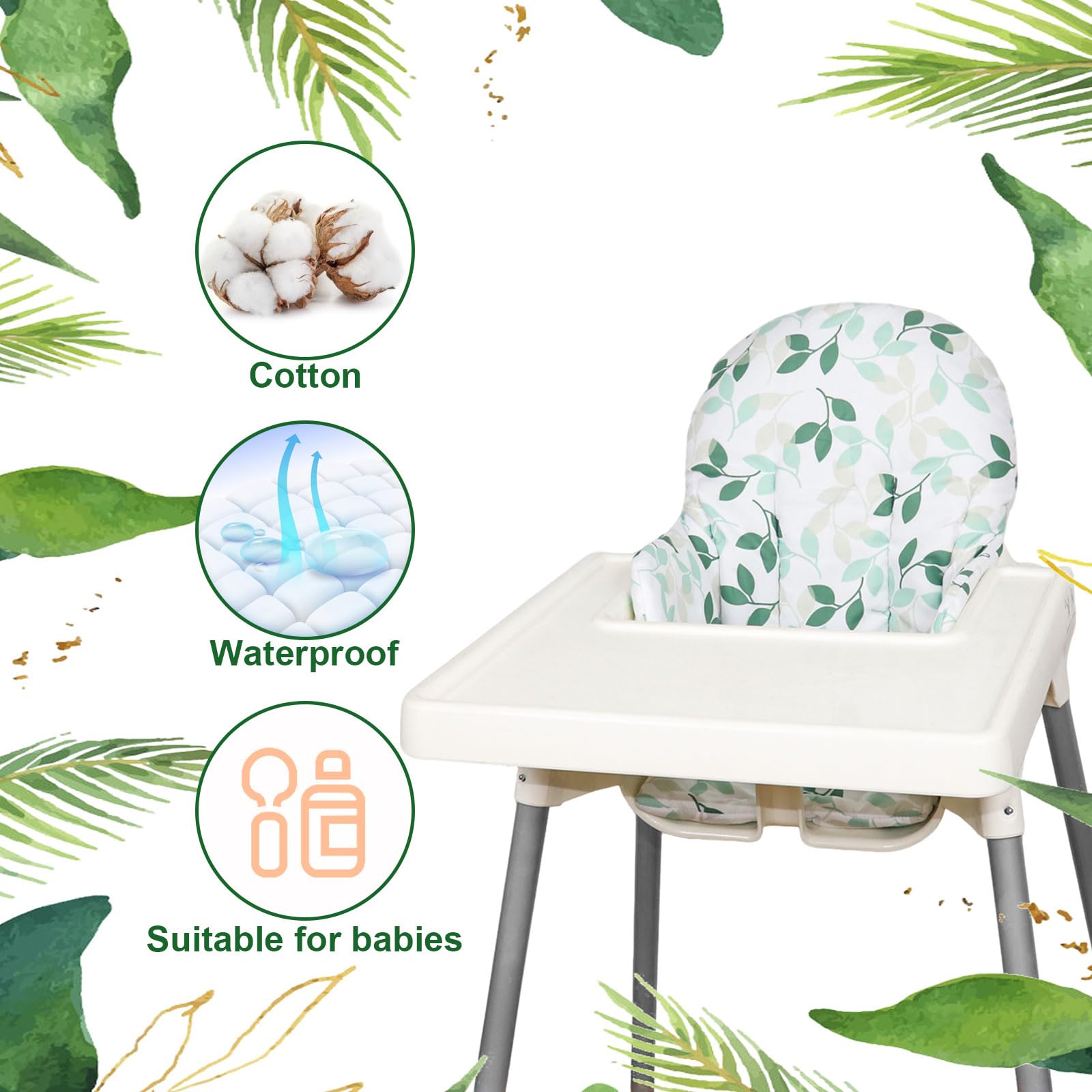 Lomgwumy highchair cushion cotton texture close-up emphasizing comfort and skin-friendly material.